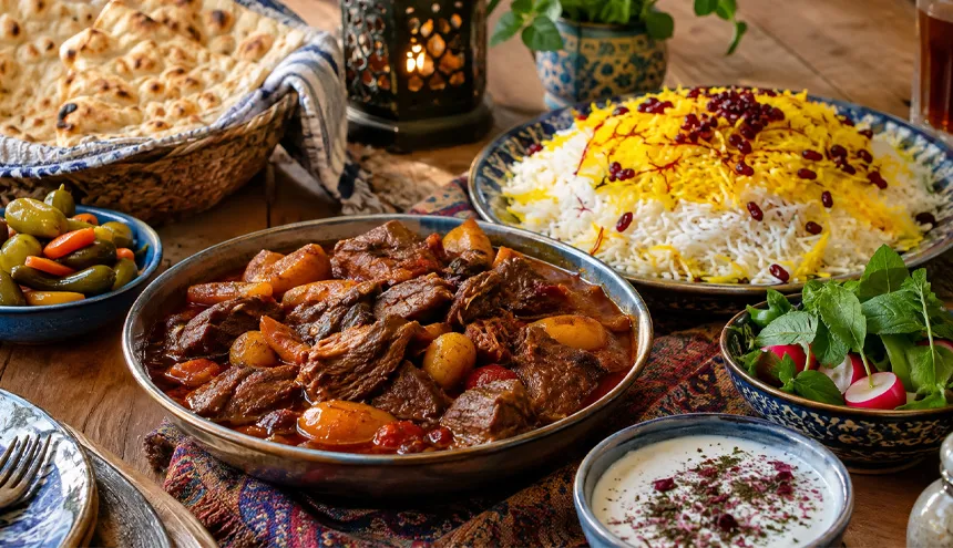 شام گوشتی با غذاهای ایرانی شام گوشتی با غذاهای ایرانی