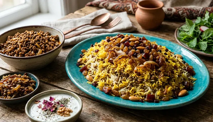 عدس پلو