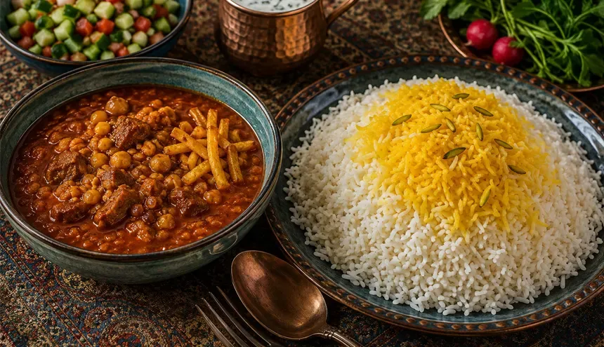 خورش قیمه با برنج