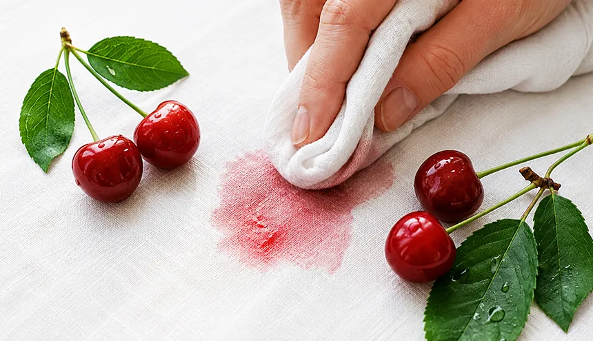 پاک کردن لکه آلبالو از روی لباس