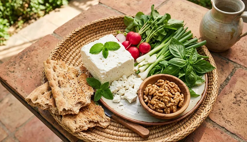 پنیر و گردو با سبزی، ساده ترین شام نونی ایرانی