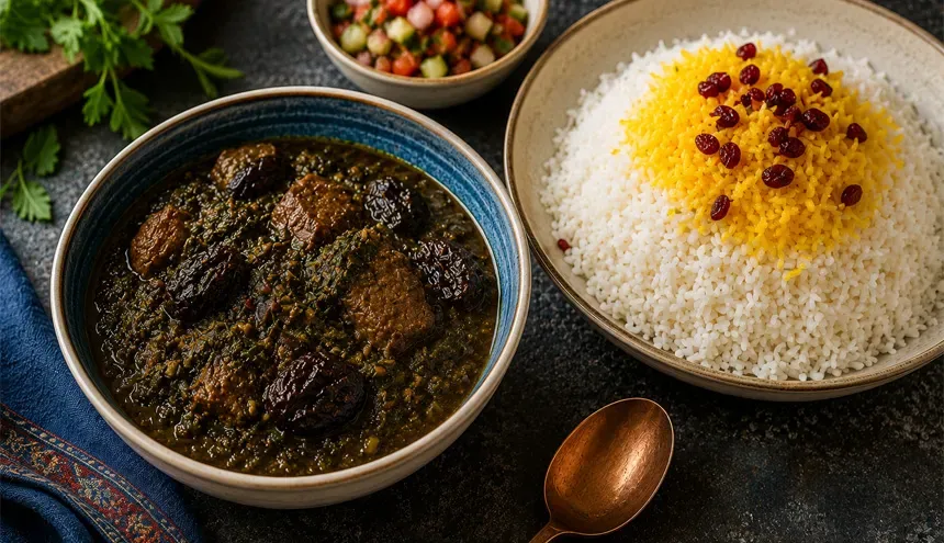 خورش آلو اسفناج