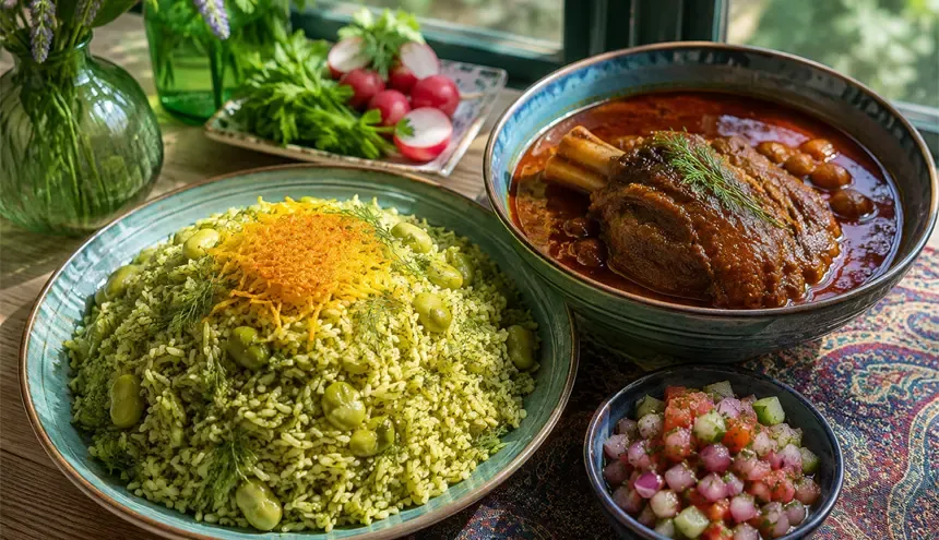 باقالی پلو با ماهیچه