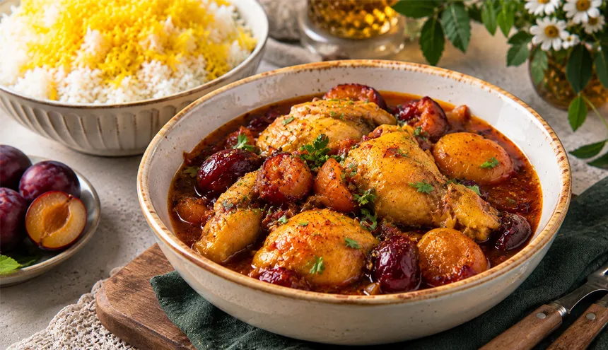 خورش مرغ و آلو
