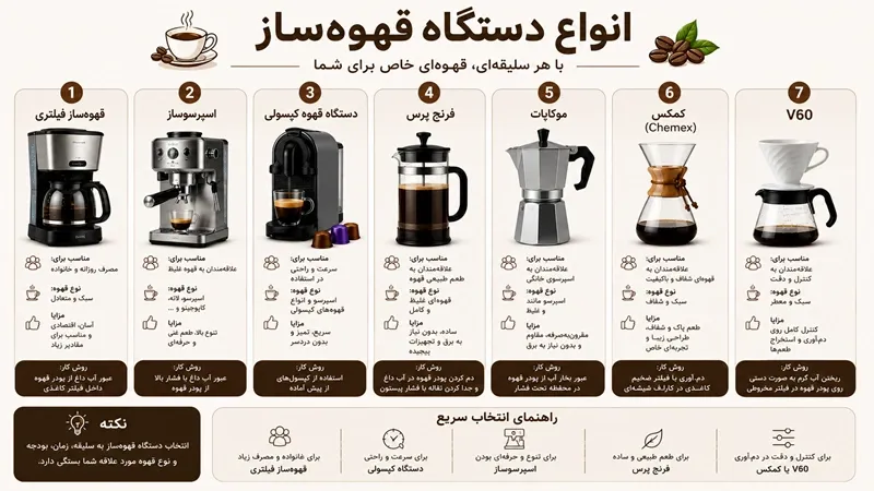 انواع دستگاه قهوه ساز