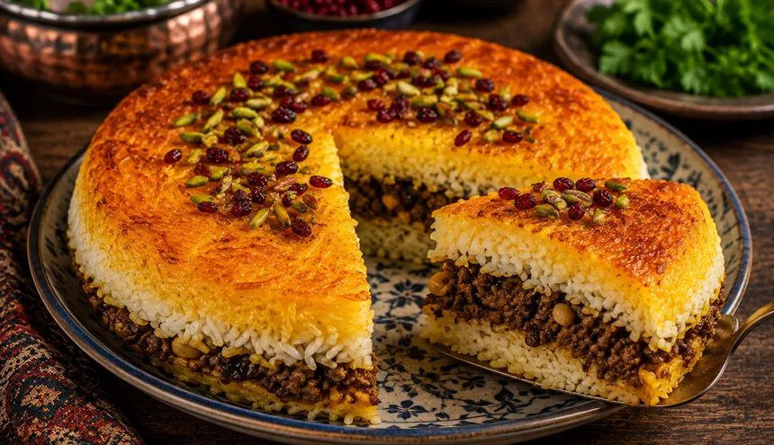 ته چین گوشت چرخ کرده